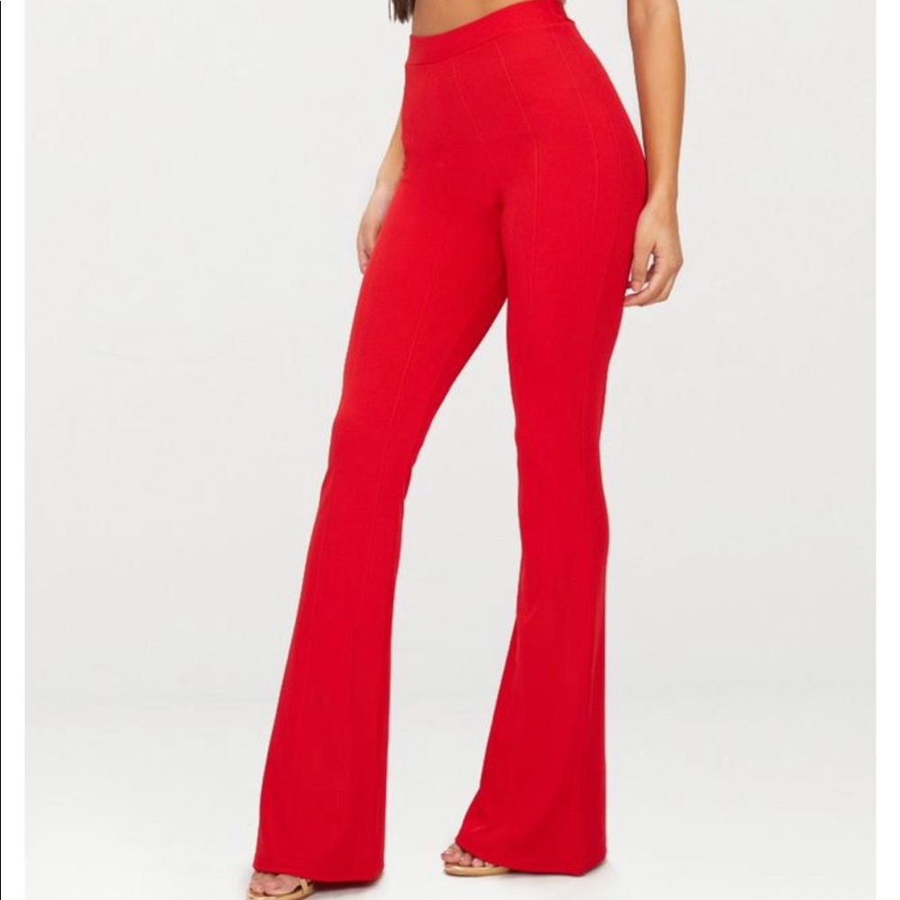 Tall Red Bandage Flared Pants